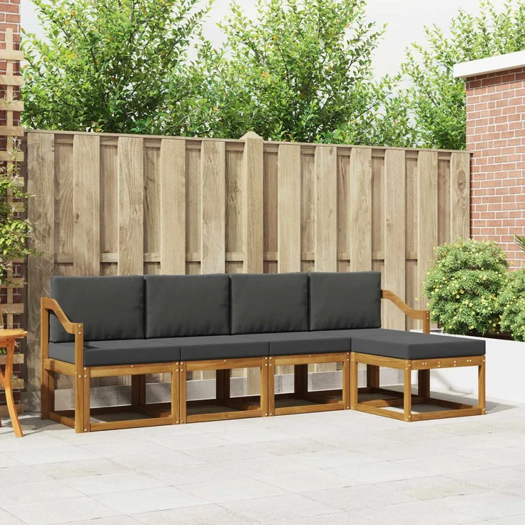 vidaXL Outdoor-Sofagarnitur mit Kissen 5 pcs Natur und Anthrazit 3366270 – Bild 1