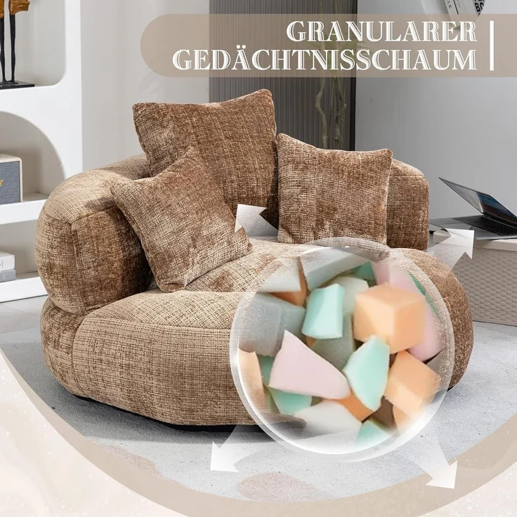 Sitzsack Sofa Couch Lounger 3 Kissen Wohnzimmer Kaffee – Bild 6