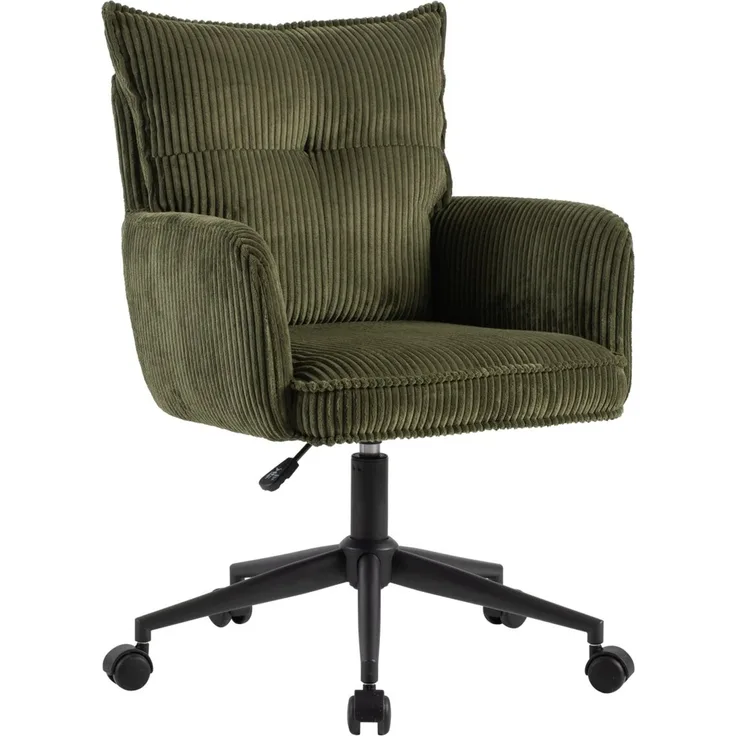 Carryhome 'LUCIE' Drehstuhl, Cord grün, 59 x 97 x 63 cm, 140 kg belastbar, höhenverstellbar