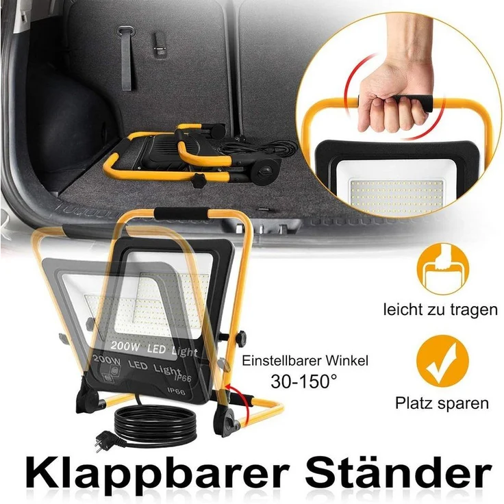 FIVMEN LED Flutlichtstrahler LED Baustrahler mit 3M Kabel LED Fluter Arbeitsscheinwerfer, für Innen-und Außenbereich,Garage, Baustelle, Sportplatz – Bild 3