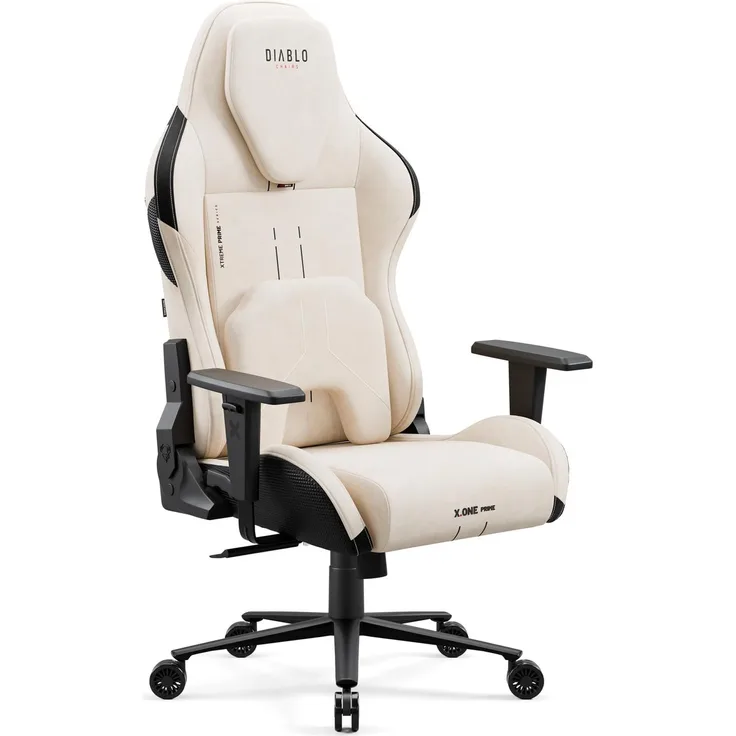 Diablo Gaming Stuhl Stoff X.One Prime Gamer Stuhl Ergonomisch mit Magnetische Kopfstütze und Kühlender Sitz Robuste Metallbasis, Höhenverstellbare Armlehnen Pc Stuhl, Gaming Chair 140 kg Desert Storm
