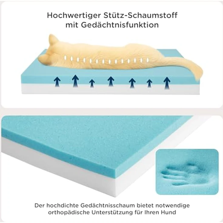 BEDSURE orthopädisches Hundekissen große Hunde - 89 x 56 x 8 cm waschbares Hundebett mit 2 in 1 Memoryschaum, kuscheliges Hundematte Hundematratze in größe, dunkelgrau – Bild 4