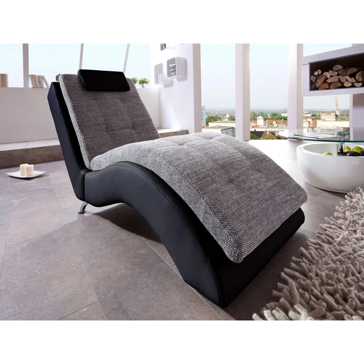Benformato Liege Relaxliege Varese Schwarz/Grau inkl Kopfkissen 70x170x92 cm – Bild 1