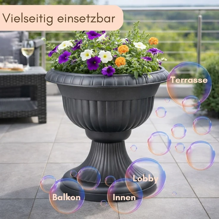 GarPet Blumentopf Blumentopf mit Ständer Blumensäule Standfuß Pflanztopf Blumenständer – Bild 3