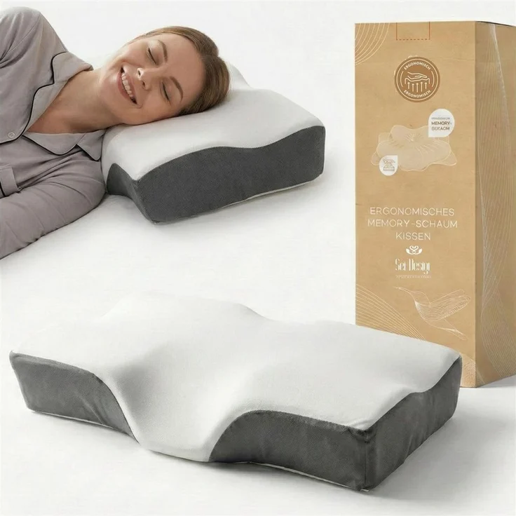 SEI Design Nackenstützkissen Memory-Foam Kissen Nackenstützkissen 40x60x12 cm – kühlender Bezug, Füllung: Memory Schaum, Bezug: Thermoregulierender Bezug, Seitenschläfer, Rückenschläfer, Bauchschläfer, Visco Elastik Schaum, Ergonomische Kontur, beidsei... – Bild 5