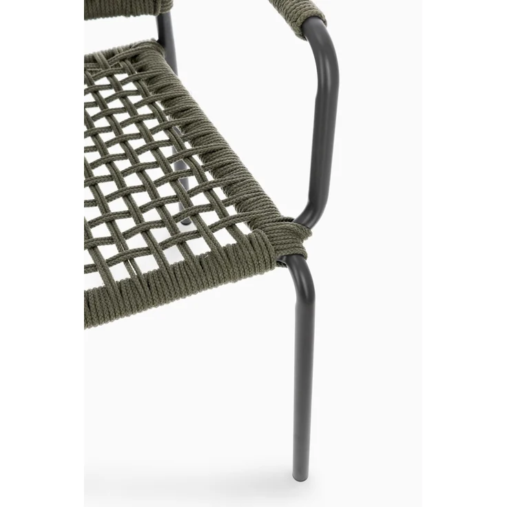 Gartenstuhl Adajra aus Aluminium, modernes Design, stapelbar, Grün Anthrazit, Outdoor – Bild 9