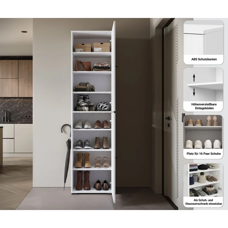 Home affaire Schuhschrank Schuhkommode Dino Flurschrank mit verstellbaren Einlegeböden, BxHxT: 50 × 190 × 33 cm – Bild 2