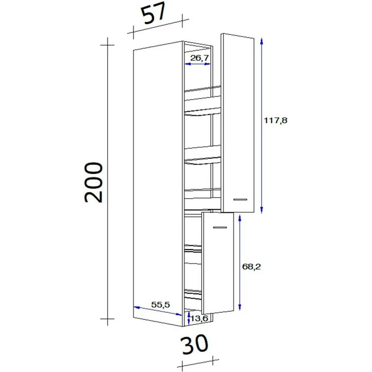 Flex-Well Apothekerschrank Wito (B x H x T) 30 x 200 x 57 cm, mit 5 Ablagen – Bild 2