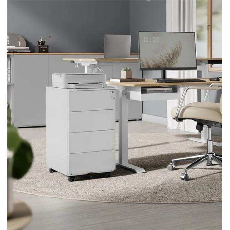 Songmics Rollcontainer abschließbar mit 4 Schubladen, Stahl wolkenweiß, 45,1 x 39 x 69,3 cm – Bild 2