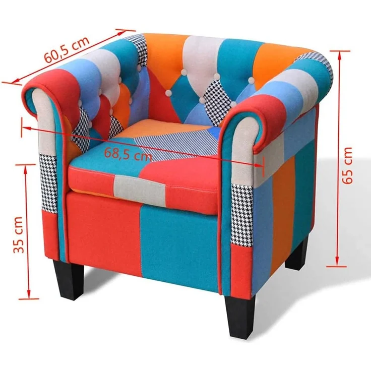 vidaXL Sessel mit Patchwork-Design Stoff [241027] – Bild 8