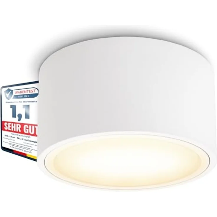 SSC-LUXon LED Aufbaustrahler Flacher LED Aufbaustrahler CELI-X in rund & matt weiss mit 5W, Warmweiß bis Tageslicht – Bild 2