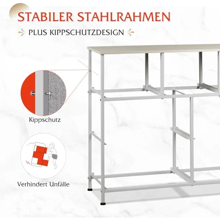 WLIVE Kommode mit 7 Schubladen aus Stoff, Kommodenschrank für Schlafzimmer, Kommode Wohnzimmer, mit Stabiler Stahlrahmen, Holzplatte, Hellgrau – Bild 7
