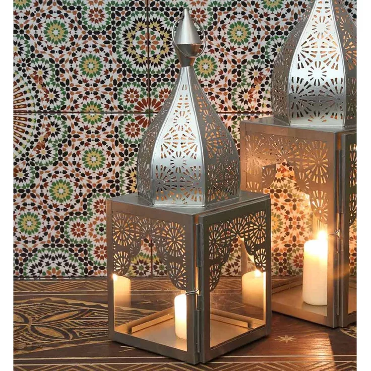 Orientalisches Windlicht Modena Silber M – Bild 8