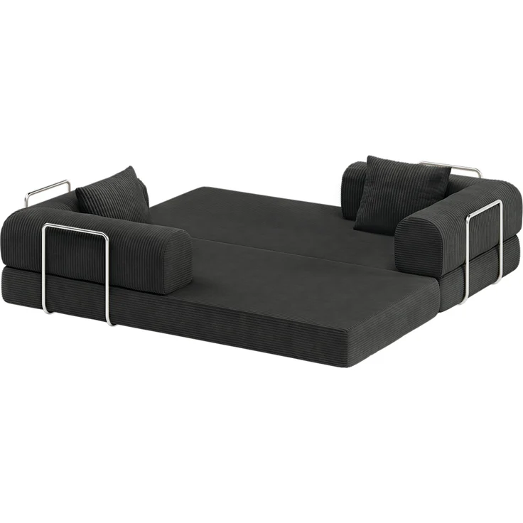 skølm 'Lofn' Modulares Sofa 2 Sitzer, 200x100 cm, Vollschaumcouch mit Metallgestell, Cord schwarz, Schlafsofa vakuumverpackt, kein Aufbau erforderlich – Bild 14