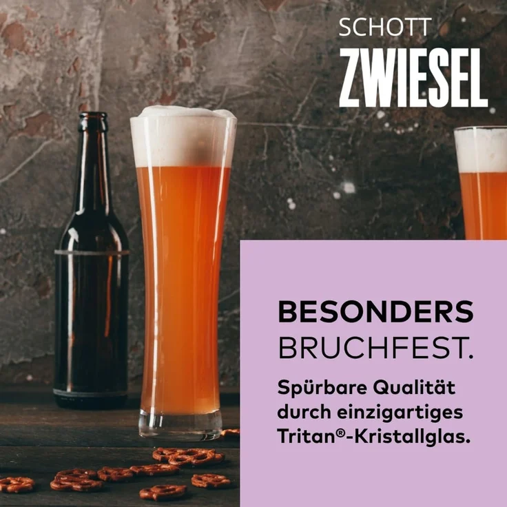SCHOTT ZWIESEL Weizenbierglas Beer Basic 0,5 l (4er-Set), geradlinige Weizengläser für Weizenbier, spülmaschinenfeste Tritan-Kristallgläser, Made in Germany (Art.-Nr. 130007) – Bild 3