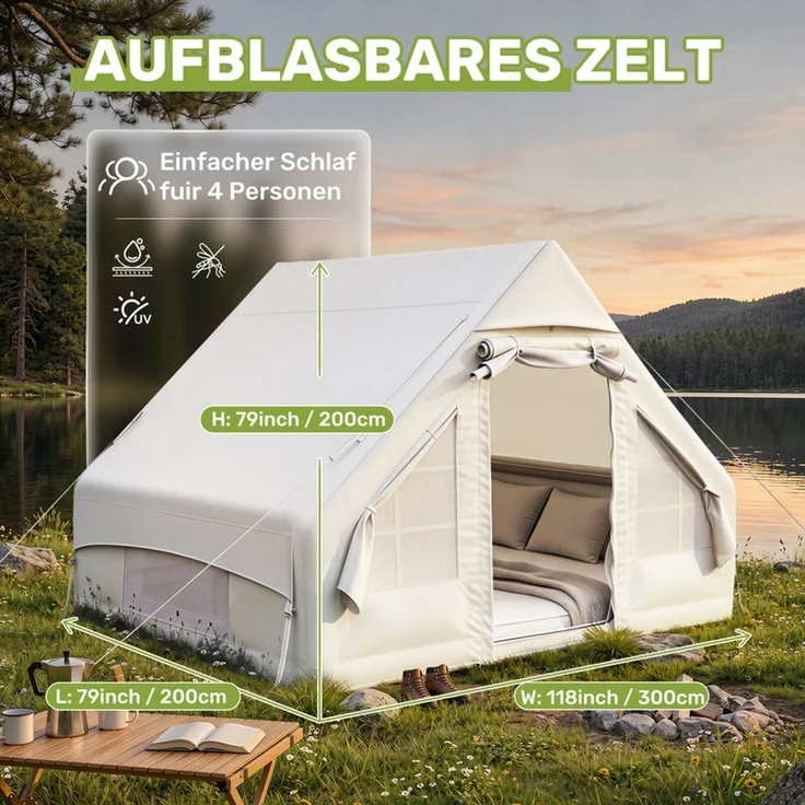 Hawthyhome Faltpavillon 3x3m Pop Up Partyzelt, wasserdicht & UV-Schutz 50+, One-Touch-Schnellaufbau, 3 Höhenstufen, stabiles Kohlenstoffstahl-Gestell, inkl. Tragetasche, für Garten, Camping & Outdoor, Blau – Bild 2