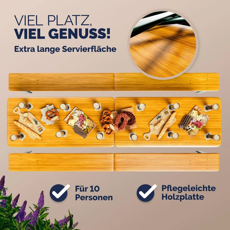 CASARIA® Bierzeltgarnitur 2er Set 220cm Modell 2026 – Bild 7