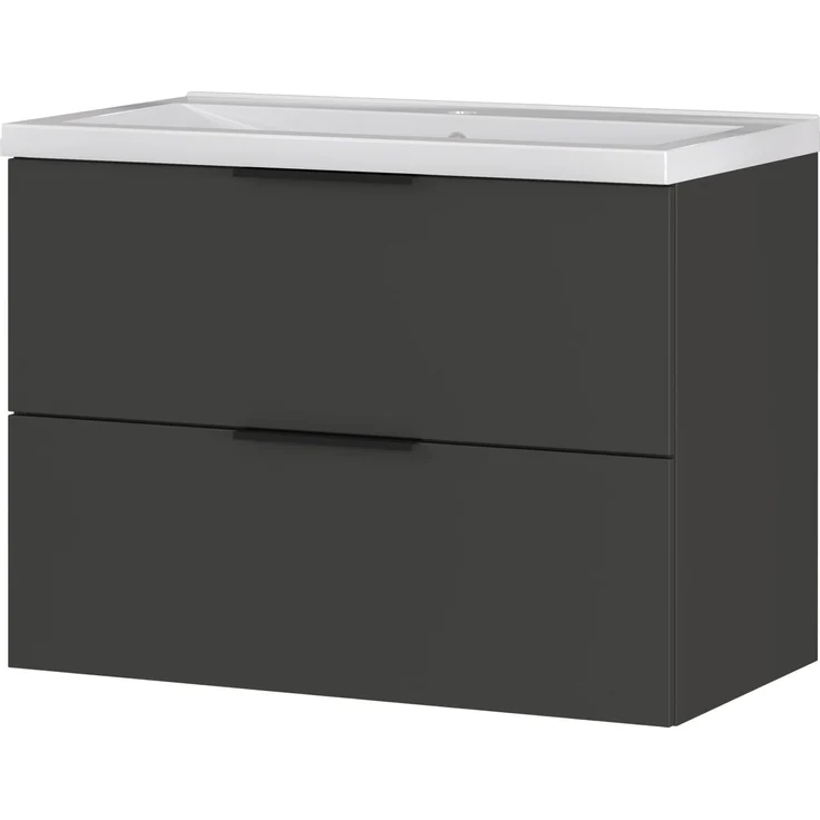 Germania Waschtisch inkl. Becken 0728-547 GW-Crandon, in Graphit, mit Waschbecken in Dekor weiß, 81 x 65 x 47 cm (BxHxT) – Bild 1
