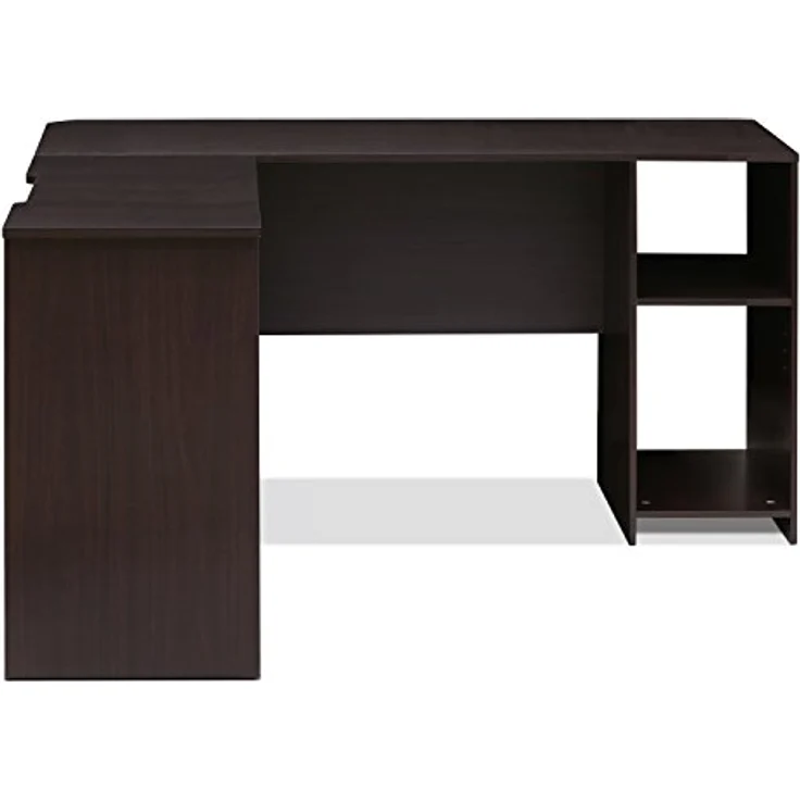 Furinno L-förmiger Schreibtisch mit Regalen, Holz, Espresso, 125.9 x 135.9 x 72 cm – Bild 7