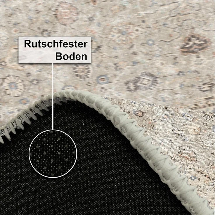 Bamyum Teppich Monty Teppich mit Chenille-Druck, Waschbarer, Antibakteriell Teppich, Einzelstück – Bild 3
