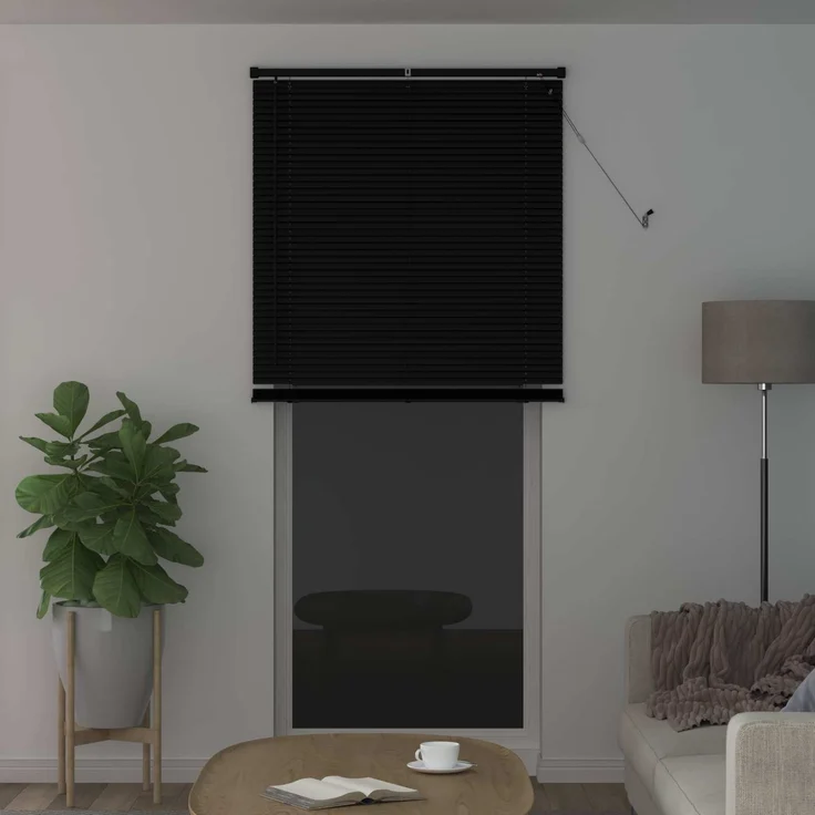 vidaXL Venezianische Jalousie Schwarz 213 x 70 cm 25 mm PVC 42003748 – Bild 3