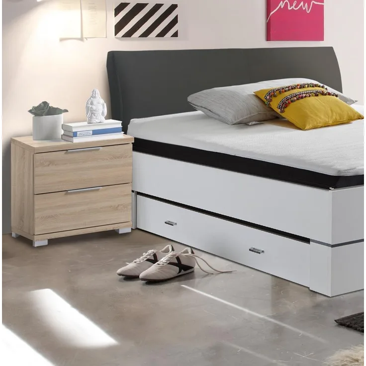 Nachtkommode >Nelli< in Eiche Sonoma Nachbildung - 46x43x42cm (BxHxT)