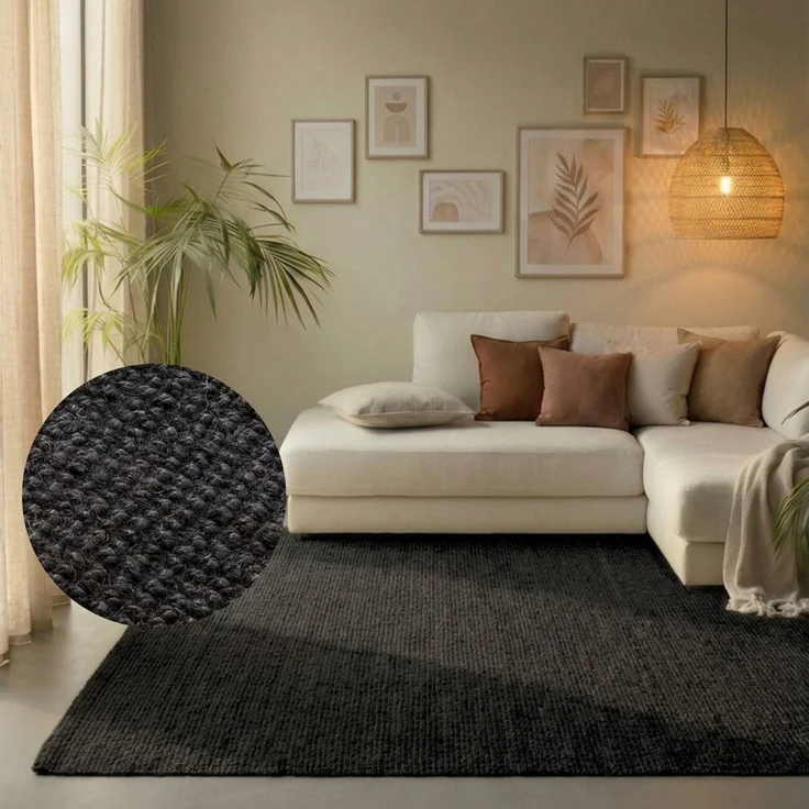 HANSE Home Teppich Jaipur Juteteppich, Läufer und Rund, rechteckig, Höhe: 10 mm, Naturfaser, Wohnzimmer, Esszimmer, Schlafzimmer, Boho, GRS – Bild 1