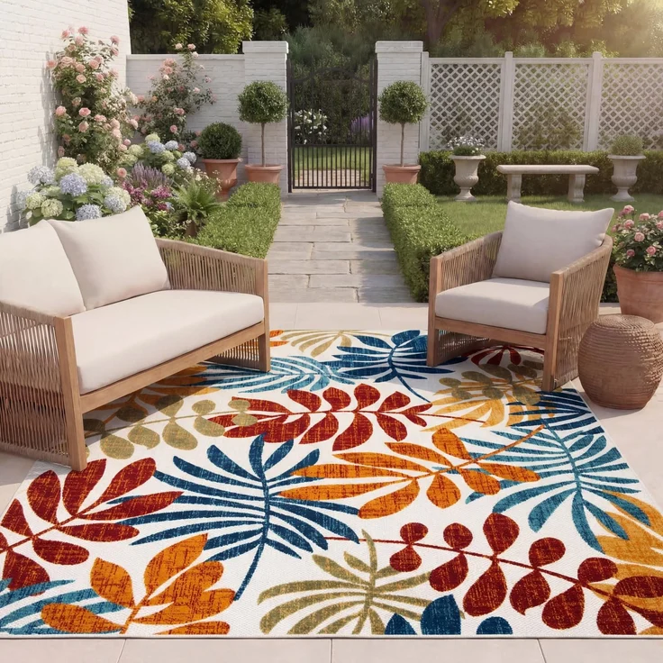 SAFAVIEH Modern Teppich für Innen - & Außenbereich - Cabana Collection, Kurzer Flor, Creme und Rot, 240 X 300 cm