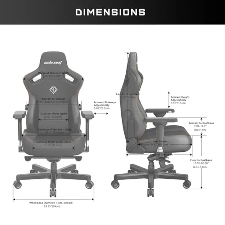 Anda Seat AD12YDC-XL-01-B-CF Gepolsterter Sitz Gepolsterte Rückenlehne Schwarz Schwarz Stoff Stoff – Bild 2