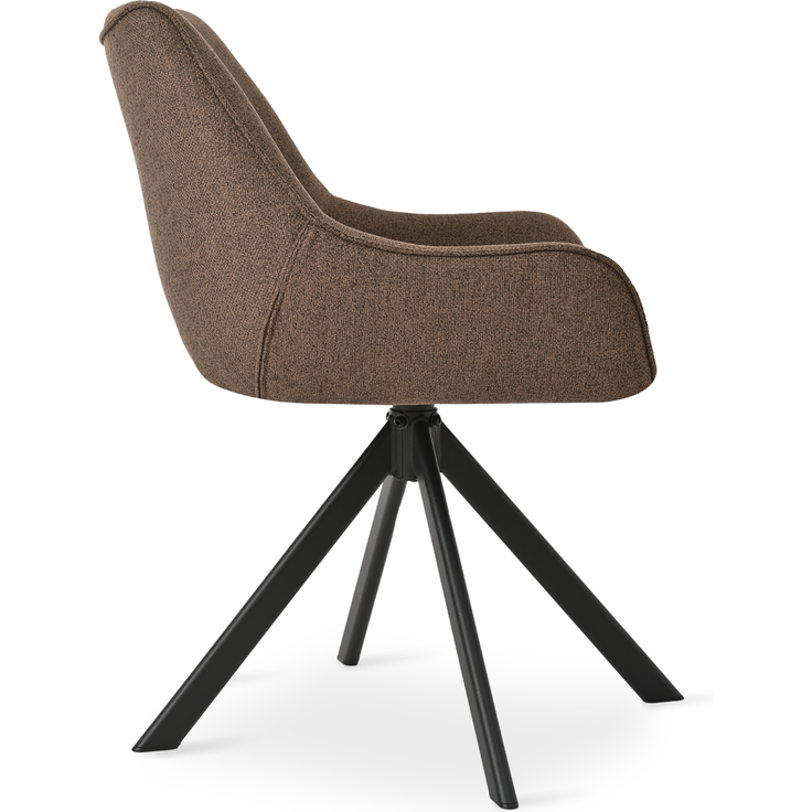GOEURVANT 1178 Esszimmerstühle 2er-Set mit Armlehnen, 360° Drehbar, Webstoff - Mokkabraun – Bild 3