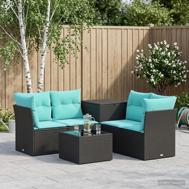 vidaXL Sofa Set 6 stk. Schwarz und Blau 55 x 55 x 37 cm 3447336 – Bild 1