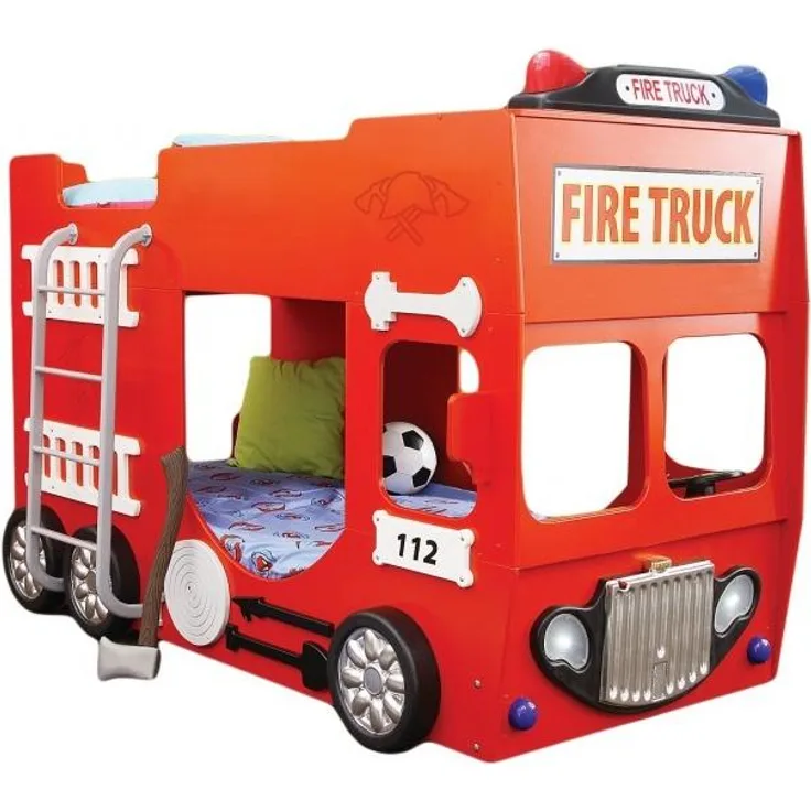 Feuerwehrbett Etagenbett rot, inkl. Matratze