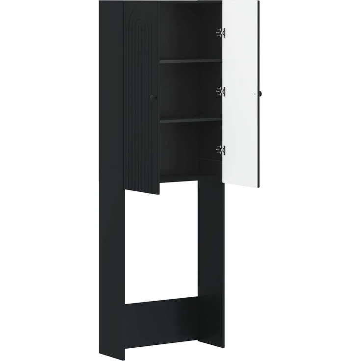 vidaXL Toilettenschrank ALKMAAR Schwarz 66 x 25,5 x 190 cm 896256 – Bild 4
