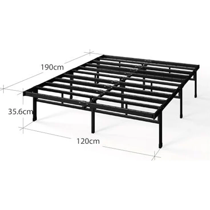 Zinus Justin Bett 120x190 cm – Bettgestell 36 cm hoch mit Stauraum unter dem Bett – Plattformbett aus Metall – Schwarz – Bild 3