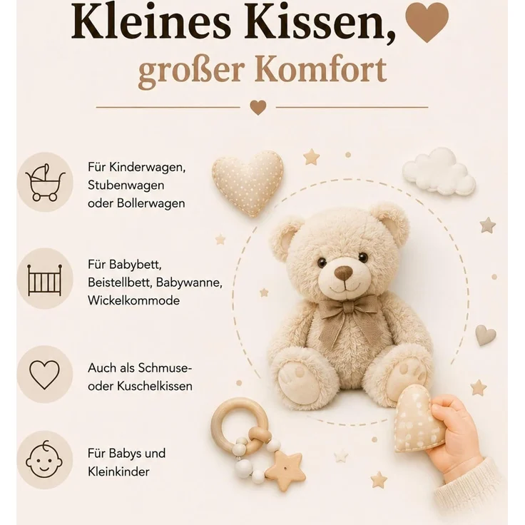 Betten Hofmann BASIC Baby Kinder Flachkissen 40x60 cm u-förmig gesteppt Synthetik – Bild 6