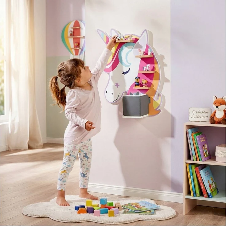 kamelshopping Wandregal Regal für Kinder Audiobox und Hör-Figuren, aus Holz, Wandregal für Musikbox, inkl. Montagematerial – Bild 4