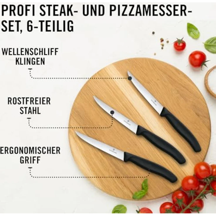 Victorinox 'Swiss Classic' Steakmesser, 6 tlg., Edelstahl schwarz, 11 cm – Bild 4