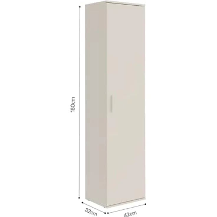mokebo Mehrzweckschrank schmal kaschmir (42 cm) 'Der Kompakte' in Grau Beige, Haushaltsschrank mit 1 Tür & 3 verstellbaren Fachböden - 180 cm hoch - Universalschrank für Flur, Bad oder als Putzschrank – Bild 3