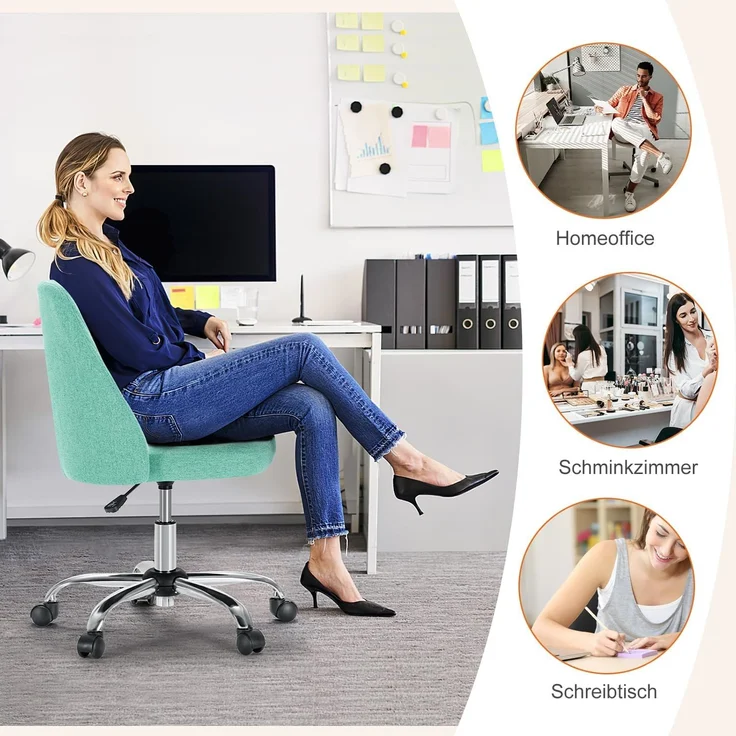DUMOS Bürostuhl Schreibtischstuhl schminktisch Stuhl kleine Schreibtischstühle mit Rollen niedlicher Drehstuhl mit Rückenlehne armlos Heimbüro Bürostuhl – Bild 7