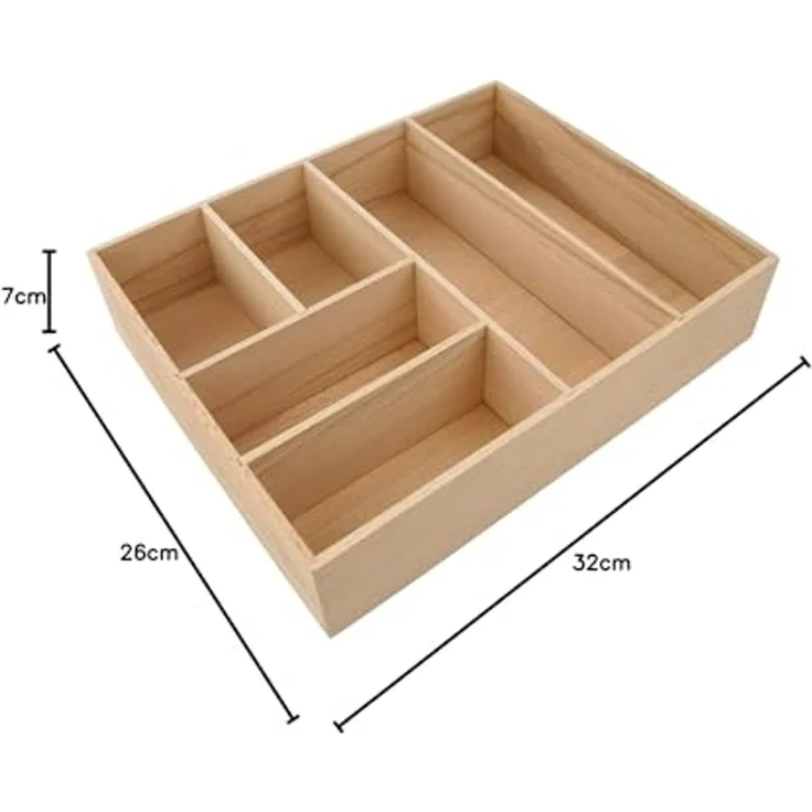 FACKELMANN Schubladen Organizer 26 cm breit, Braun, Buchenholz – Bild 7