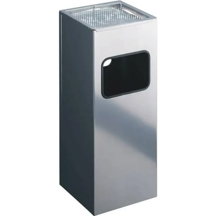 Durable Papierkorb Metall mit Ascher eckig 17+2l metallic silber
