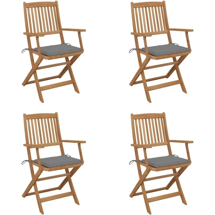 vidaXL Klappbare Gartenstühle 4 Stk. mit Kissen Massivholz Akazie 3064618