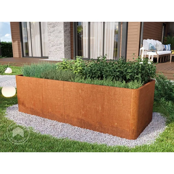 PRIMEYARD Cortenstahl Hochbeet Mario 200x80x80 cm inkl. Lochboden, Rost-Optik