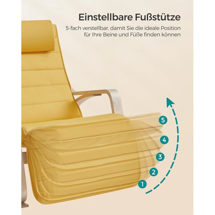Relaxsessel mit 5-fach verstellbarer Fußstütze, Schaukelstuhl – Bild 6