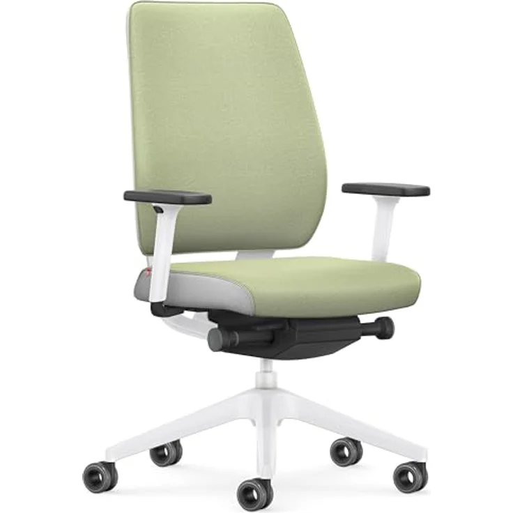 Interstuhl Joyce Interior Edition, ergonomischer Bürostuhl mit Synchromechanik, verstellbarer Rückenlehne und Lordose, Designer-Rollen (Grün | Hellgrau) – Bild 1
