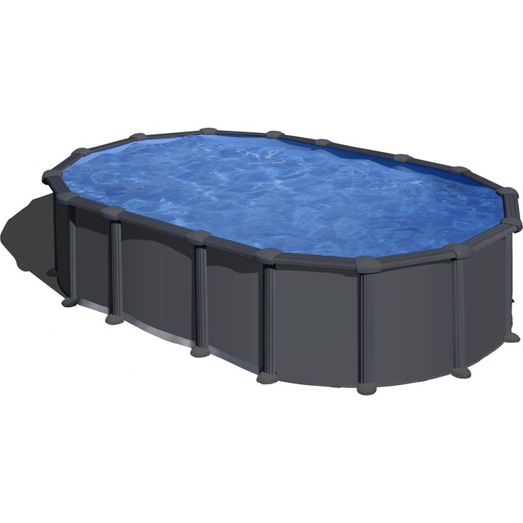 GRE Stahlwandpool-Set 'Anthracite' oval 610 × 375 × 132 cm, mit 6 m³/h Sandfilteranlage und Edelstahl-Sicherheitsleiter