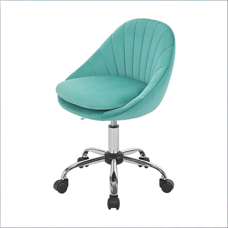 Bürostuhl 52 x 72–82 x 52 cm, höhenverstellbar, 360° drehbar, Samt & Metall, türkis, 1 St. – Bild 8