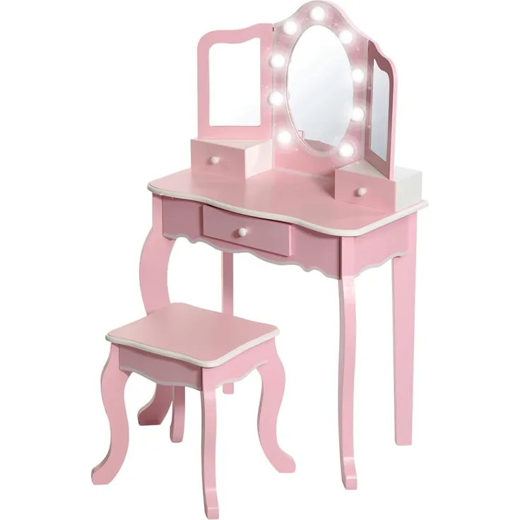 Bayer Chic 2000 Schminkkommode Schminktisch und Stuhl rosa mit Zubehör