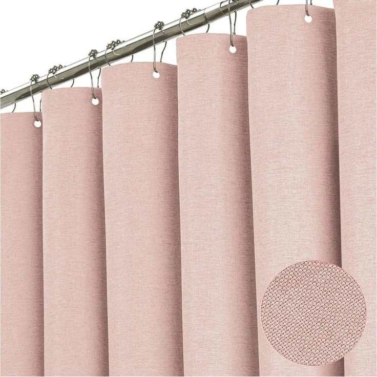 Agger Duschvorhang 180x180 cm, Leinen-Textur, Anti-Schimmel, waschbarer – Bild 1