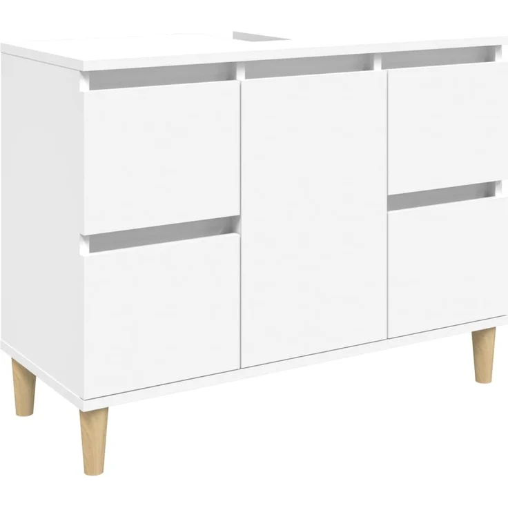 vidaXL 3-tlg. Badmöbel-Set Weiß Holzwerkstoff 3185597 – Bild 4